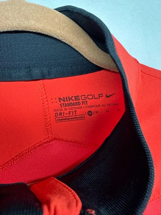 Nike Golf Pullover Mens Large Dri Fit 1/4 Zip Coral Black Blade Collar - Picture 3 of 9